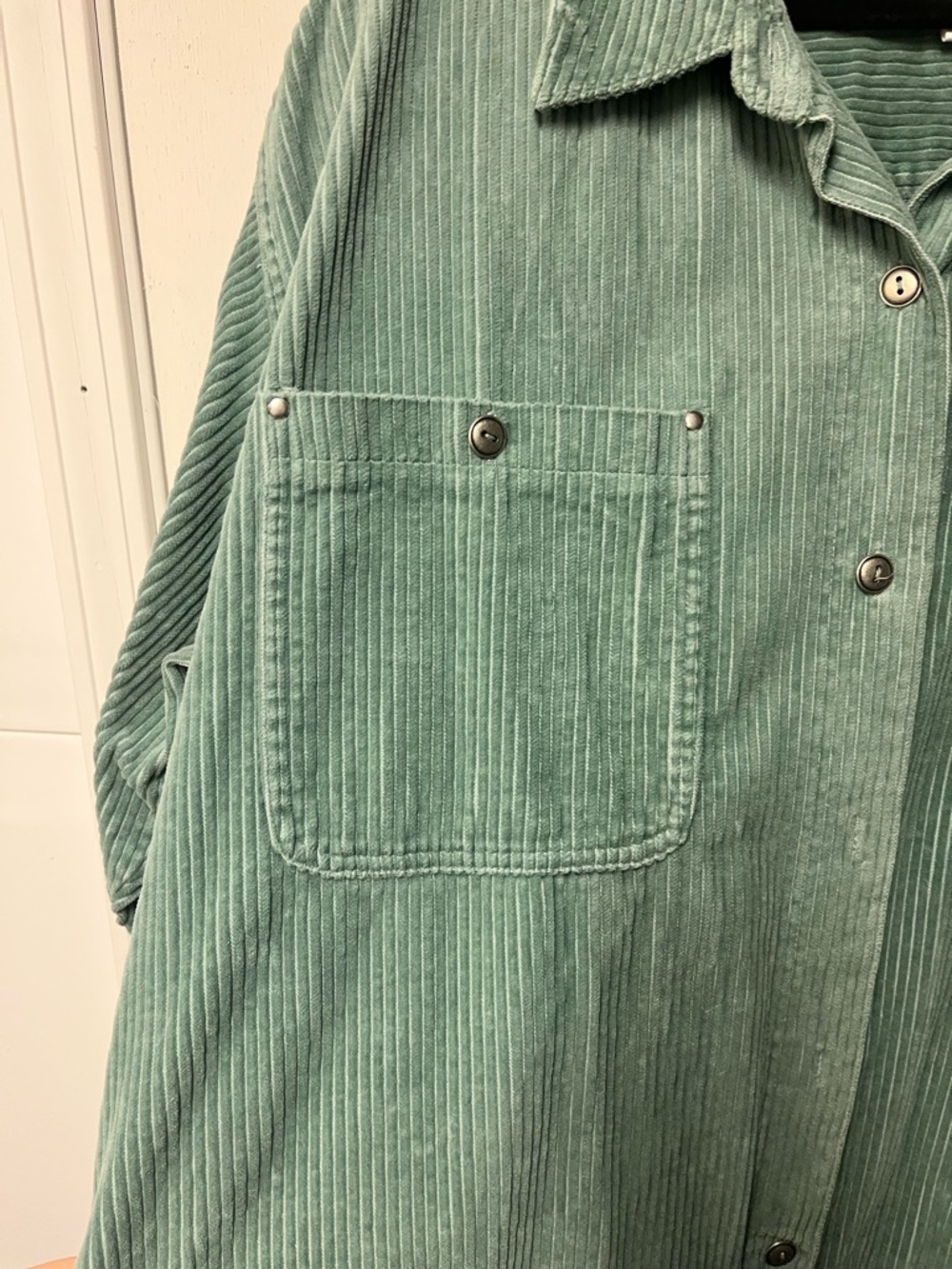 Roaman's Sage Green Corduroy Button-Up Jacket - Picture 3 of 6